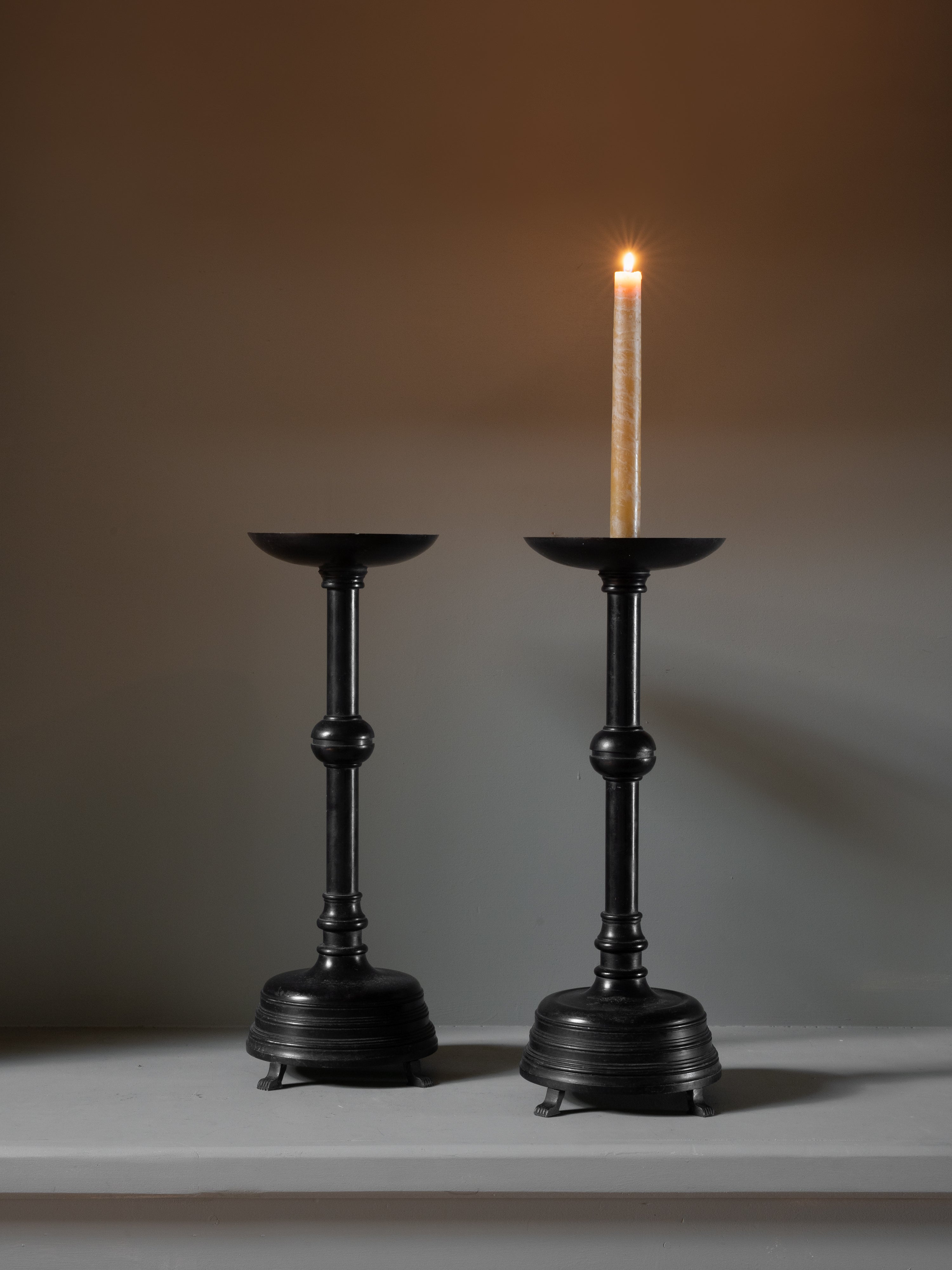 Large Bronze Candle Sticks