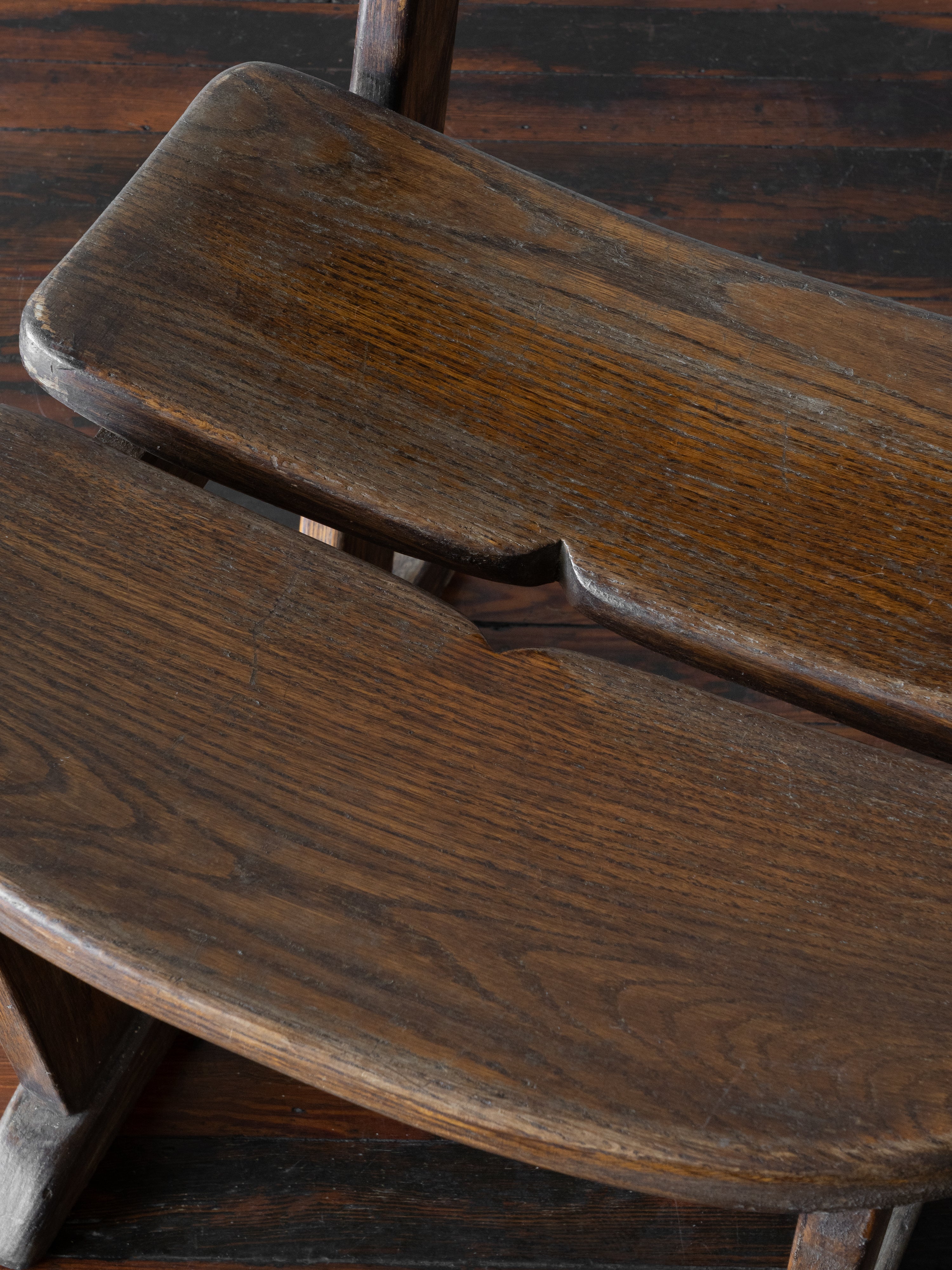 French Brutalist Oak Dining Chairs