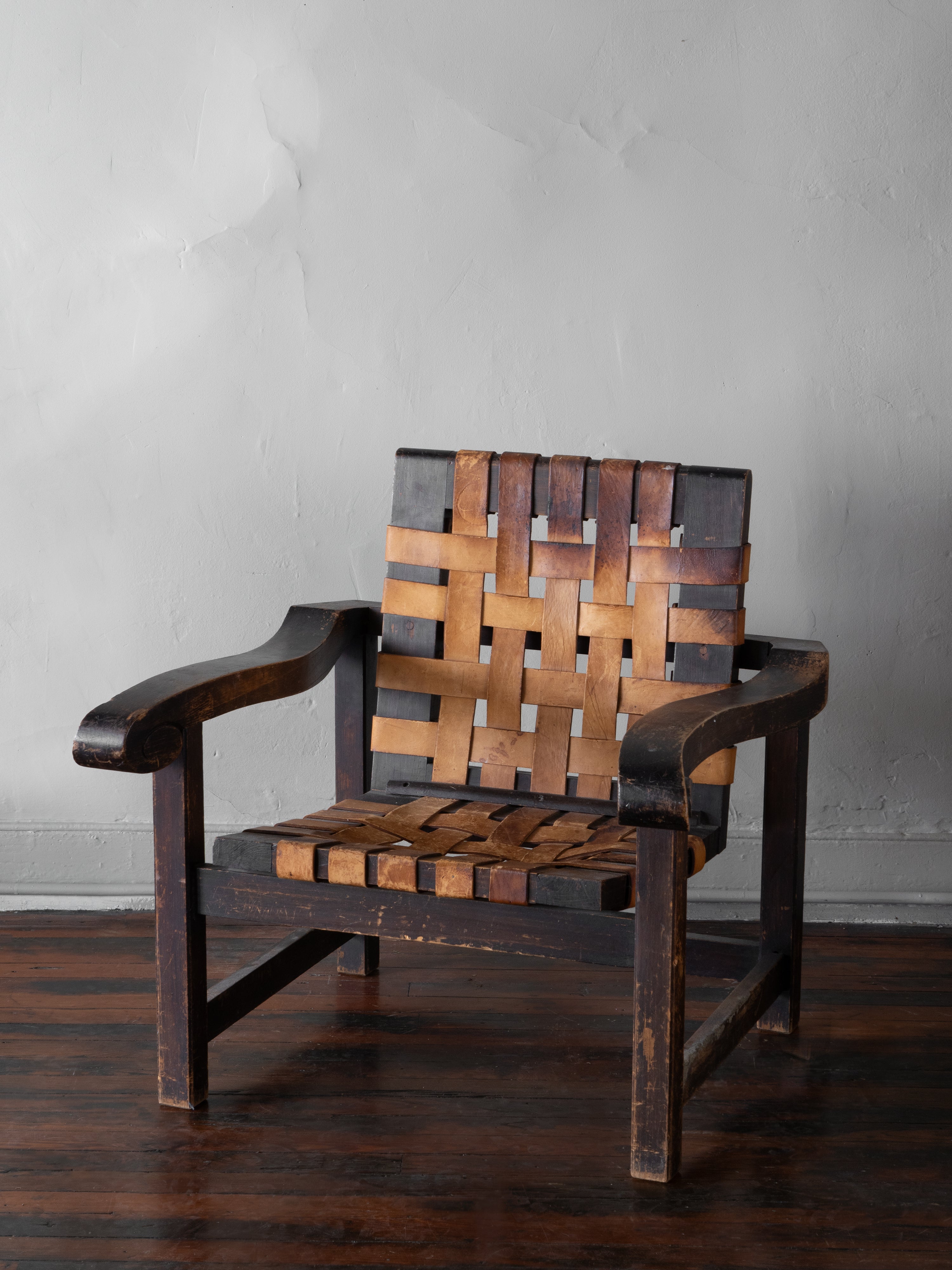Woven Leather Chair by William Spratling