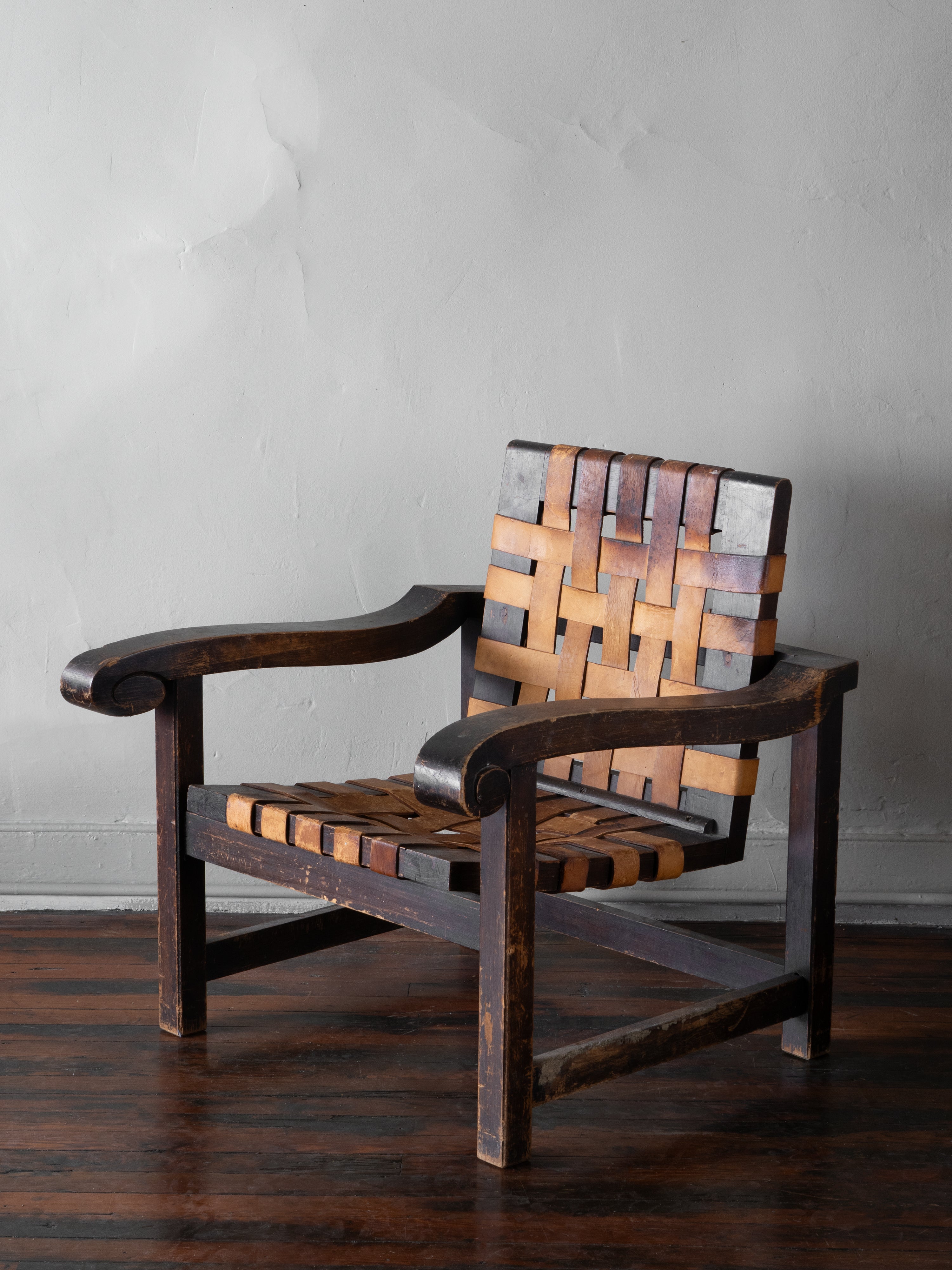 Woven Leather Chair by William Spratling