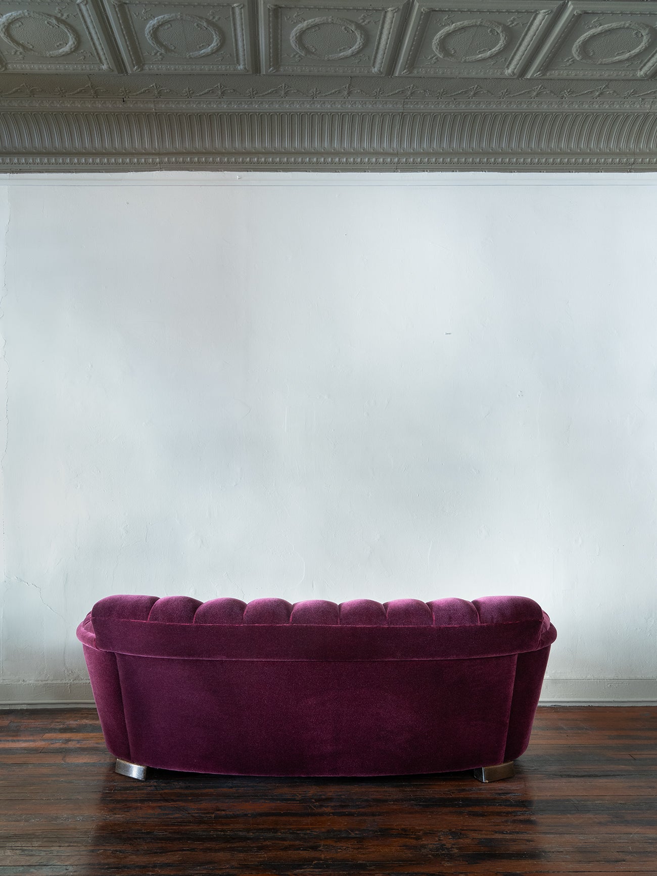 Art Deco Channel-Back Sofa in Mohair