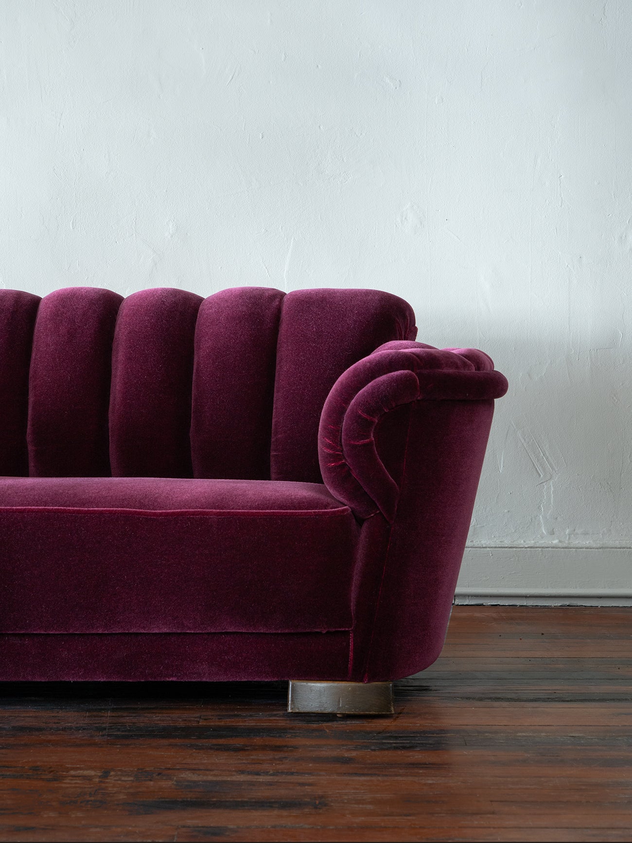 Art Deco Channel-Back Sofa in Mohair