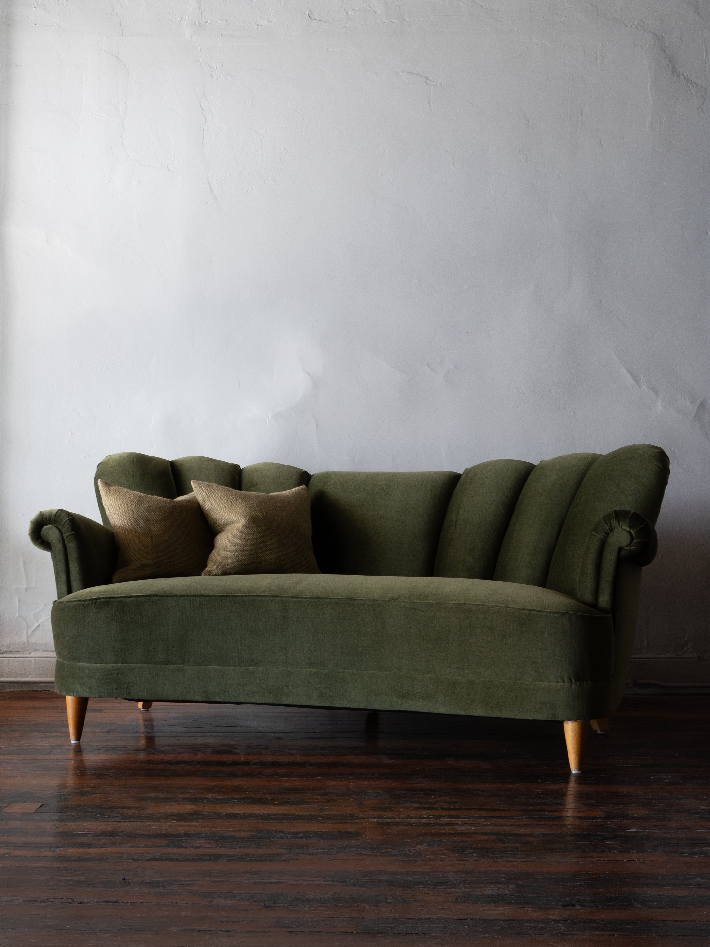Swedish Sofa in New Green Velvet