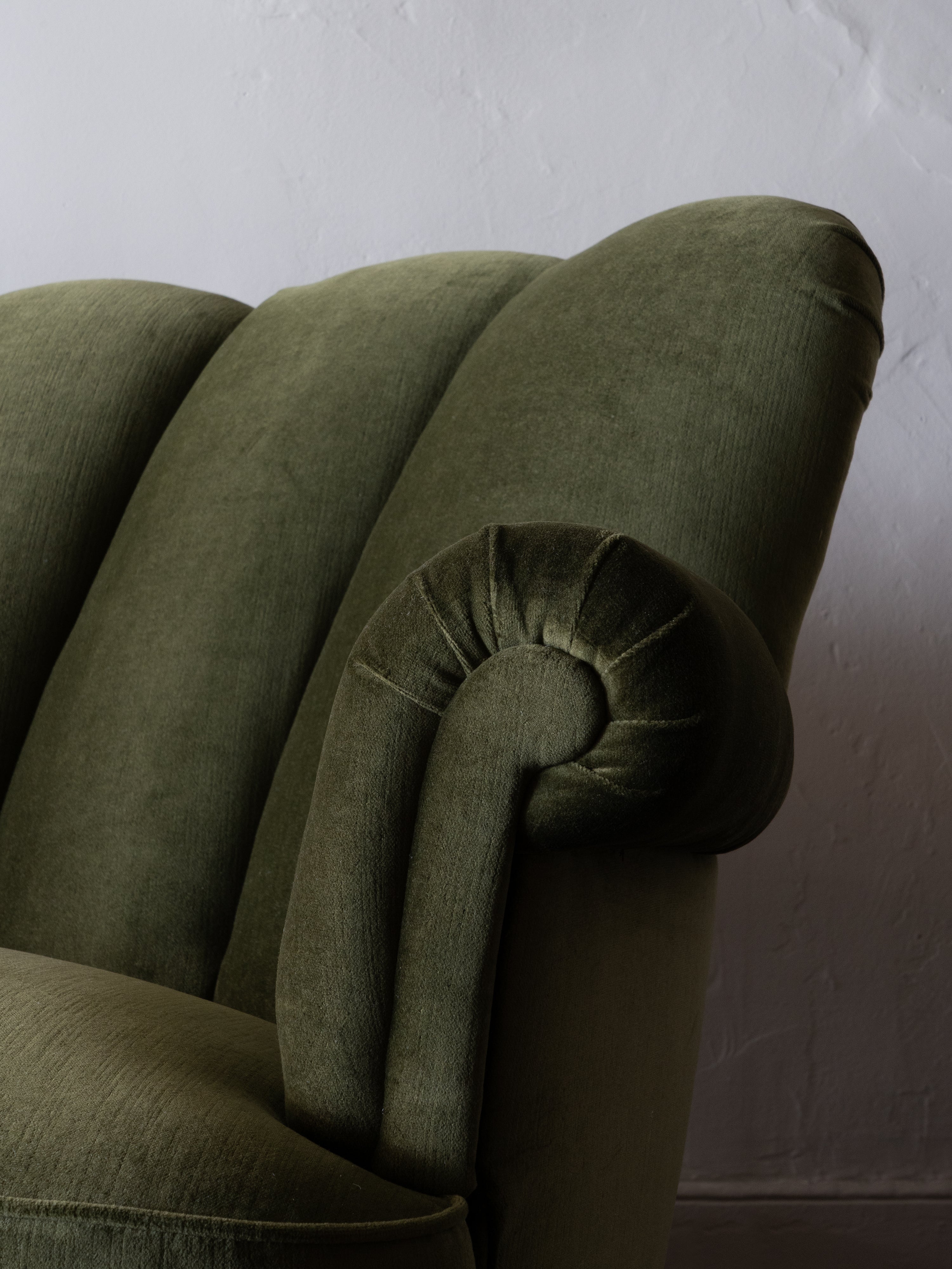Swedish Sofa in New Green Velvet