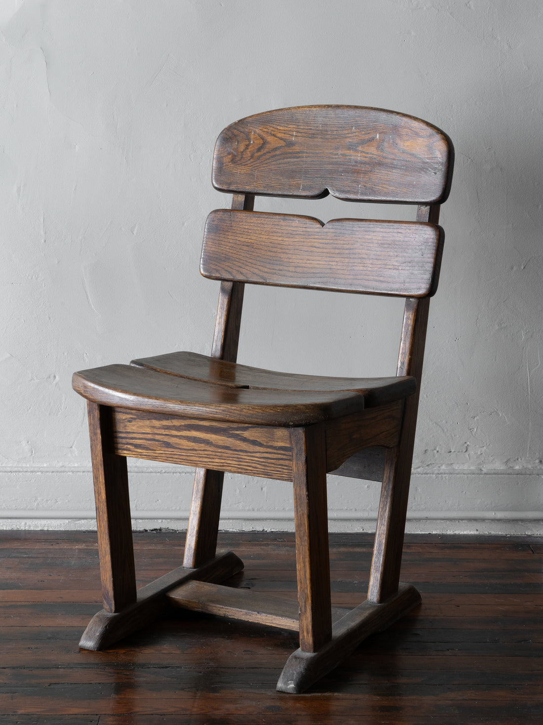 French Brutalist Oak Dining Chairs