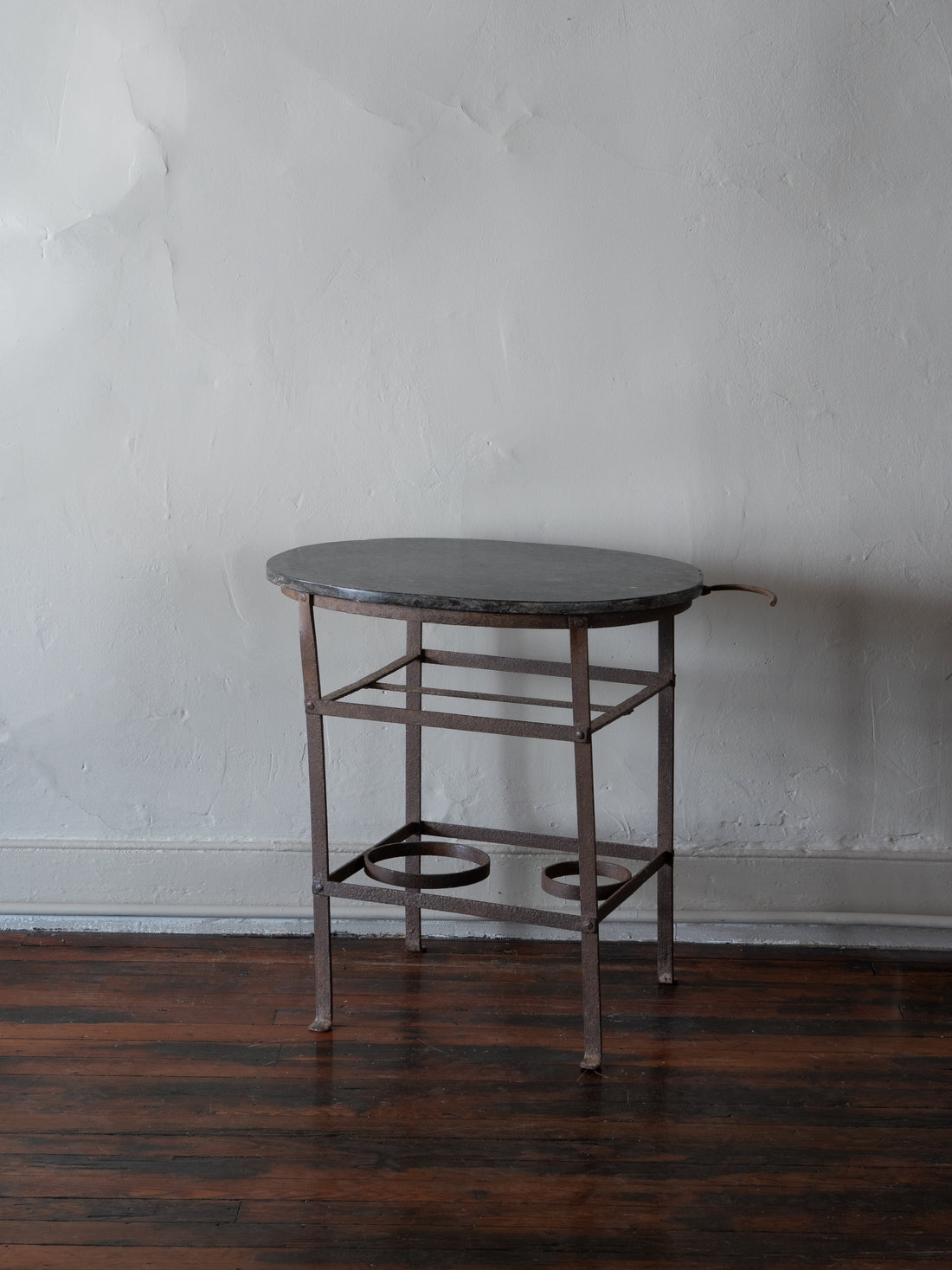 Antique Iron Side Table with Soapstone Top
