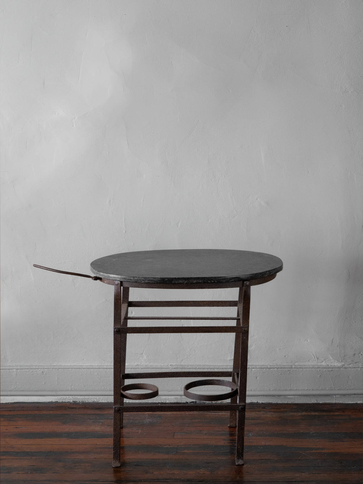 Antique Iron Side Table with Soapstone Top