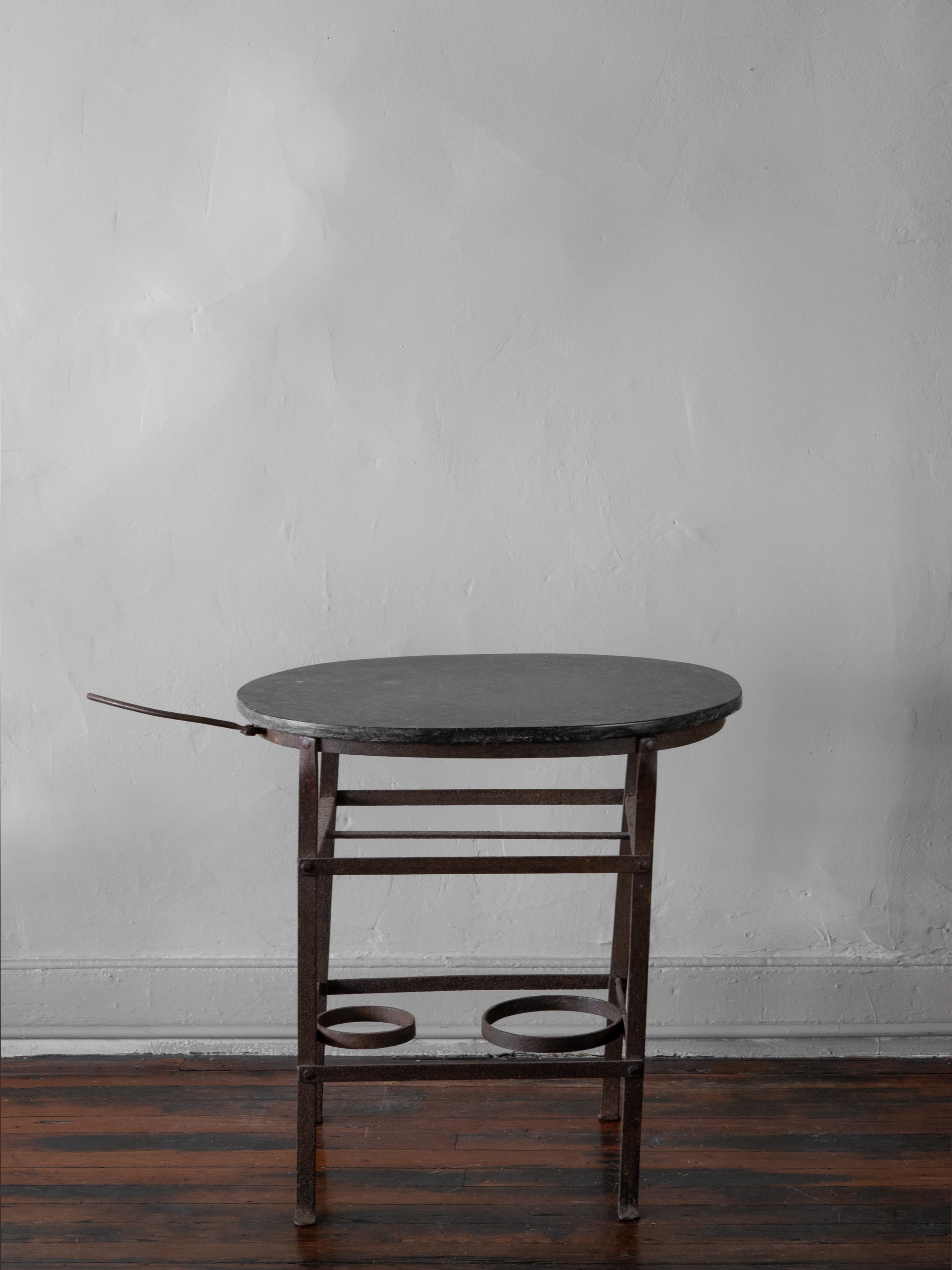 Antique Iron Side Table with Soapstone Top