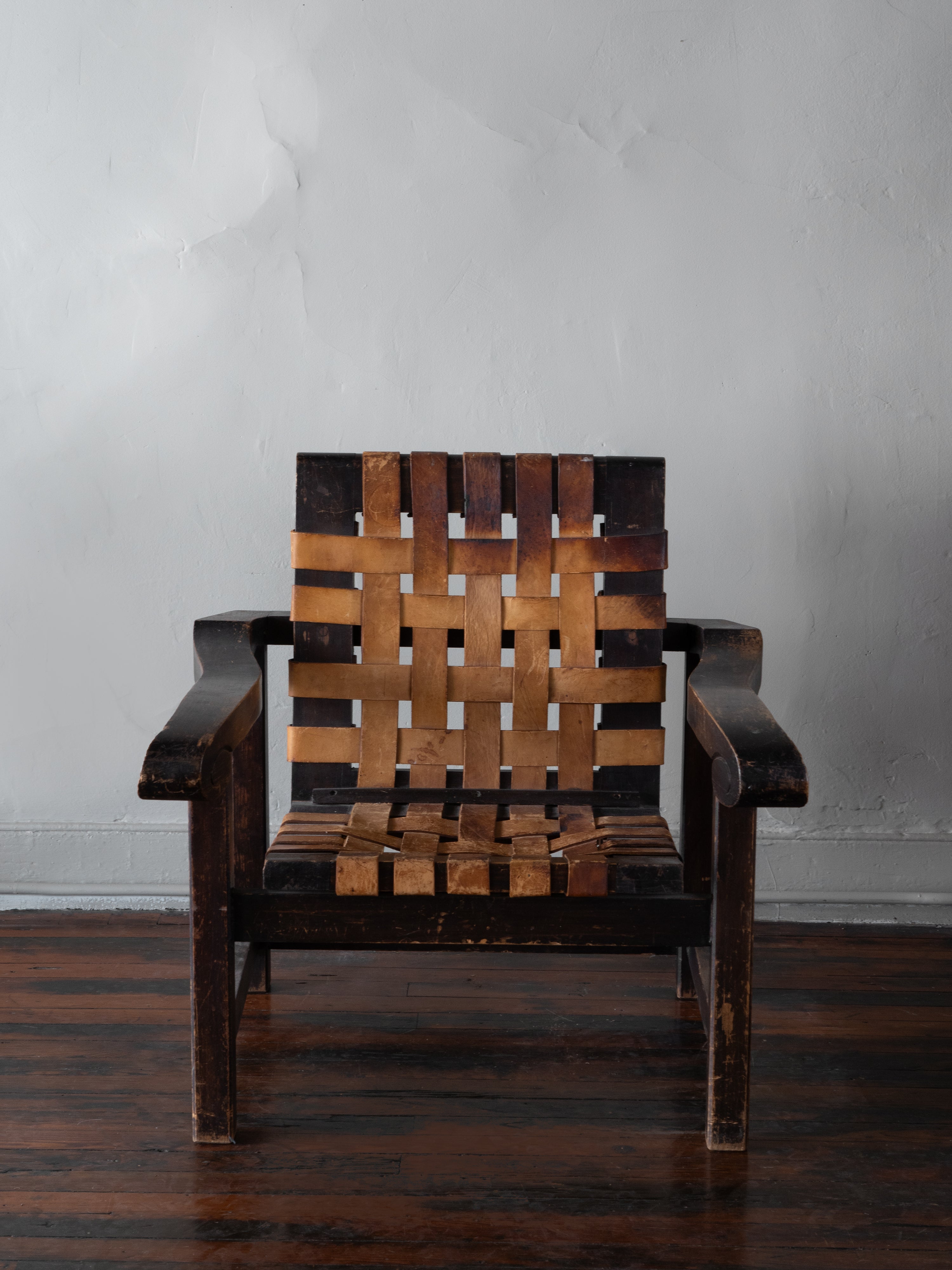 Woven Leather Chair by William Spratling