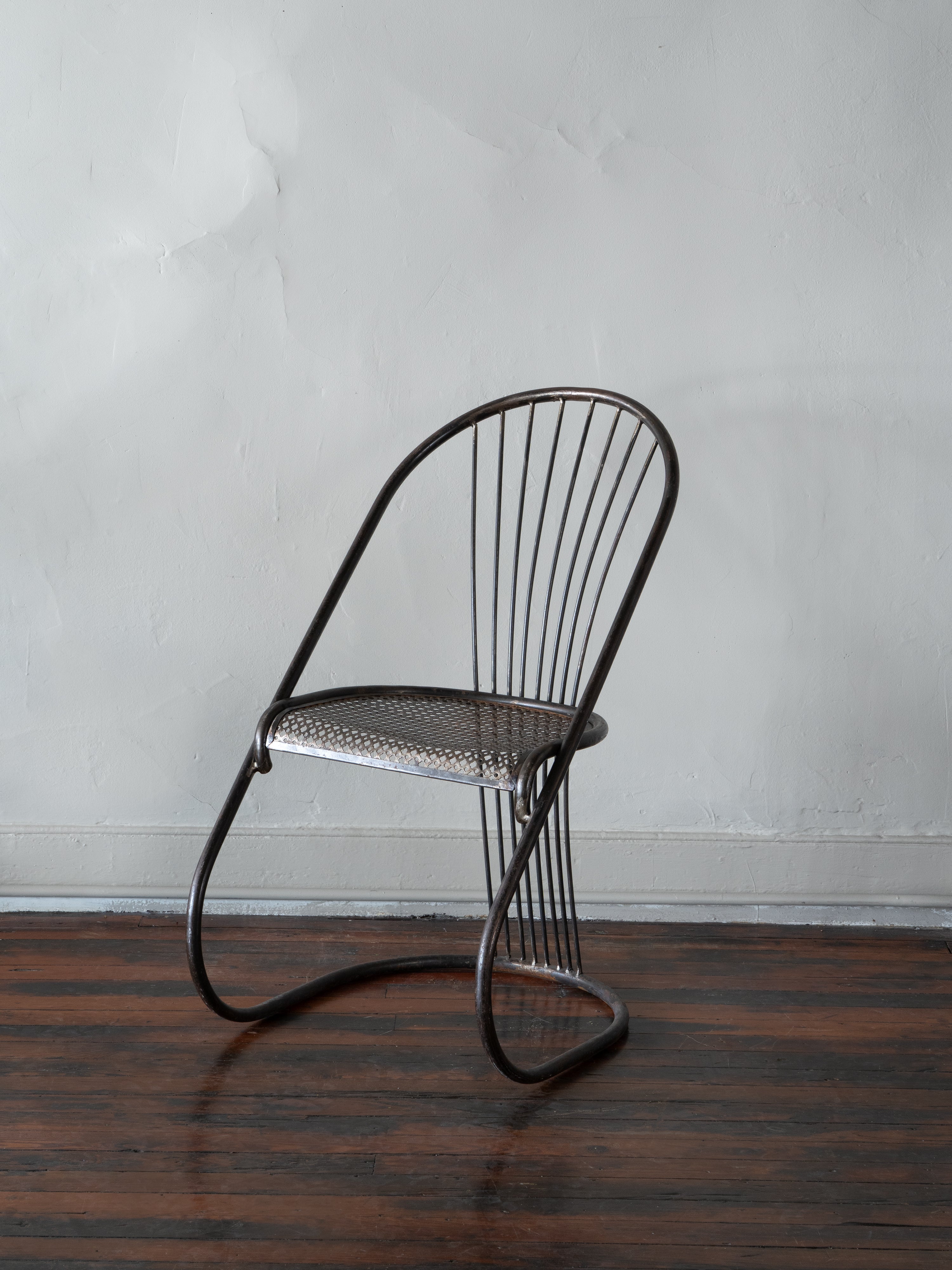 French Sculptural Iron Chair