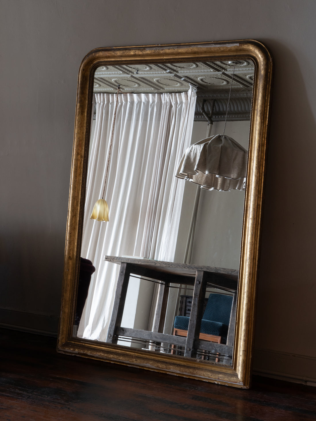 19th c. Monumental French Mirror in Gold Gilt