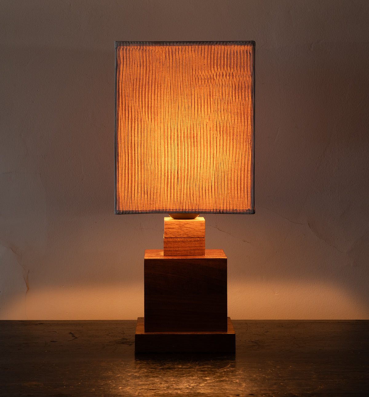 20th c. Square Table Lamp with Custom Shade