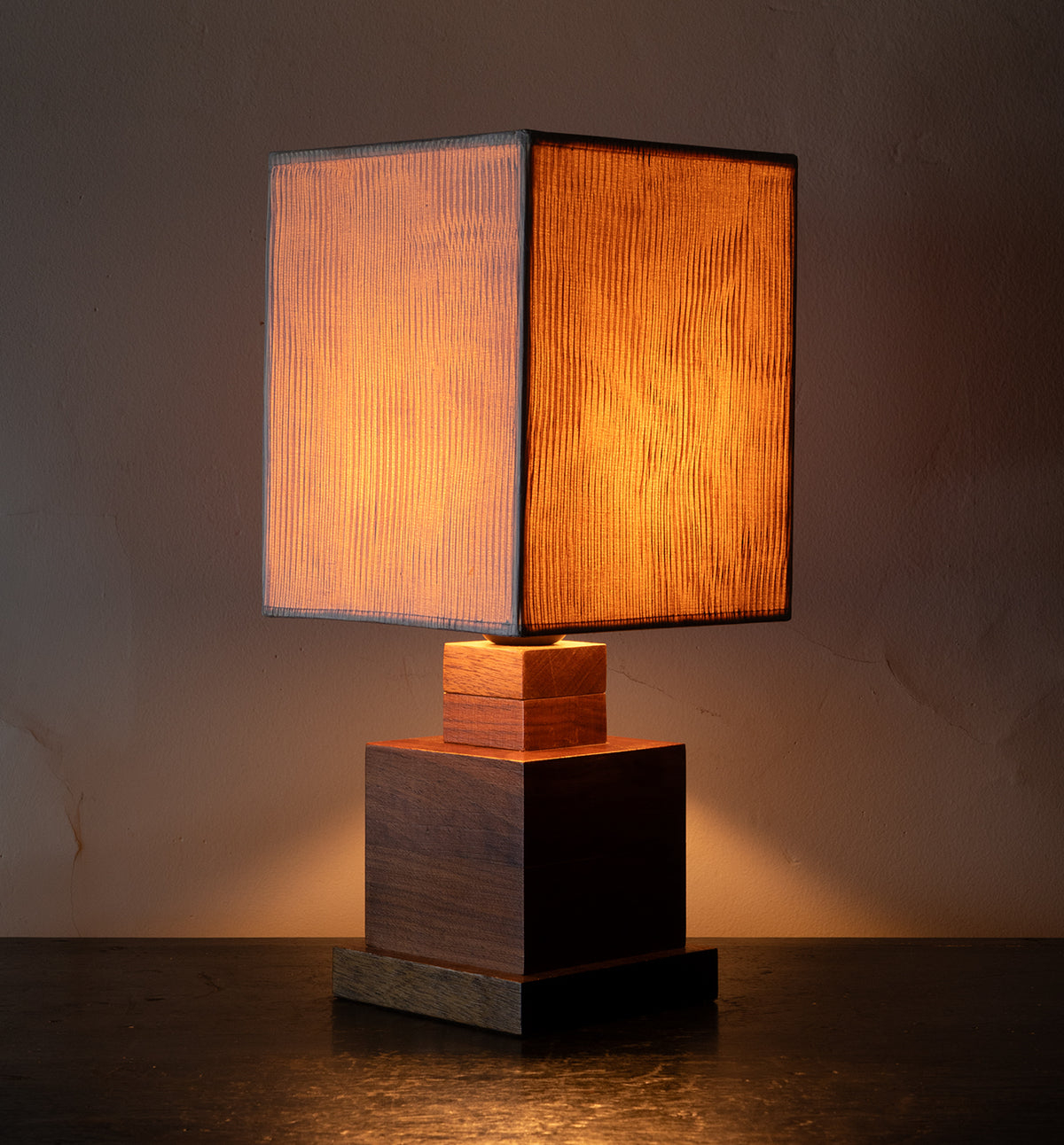20th c. Square Table Lamp with Custom Shade