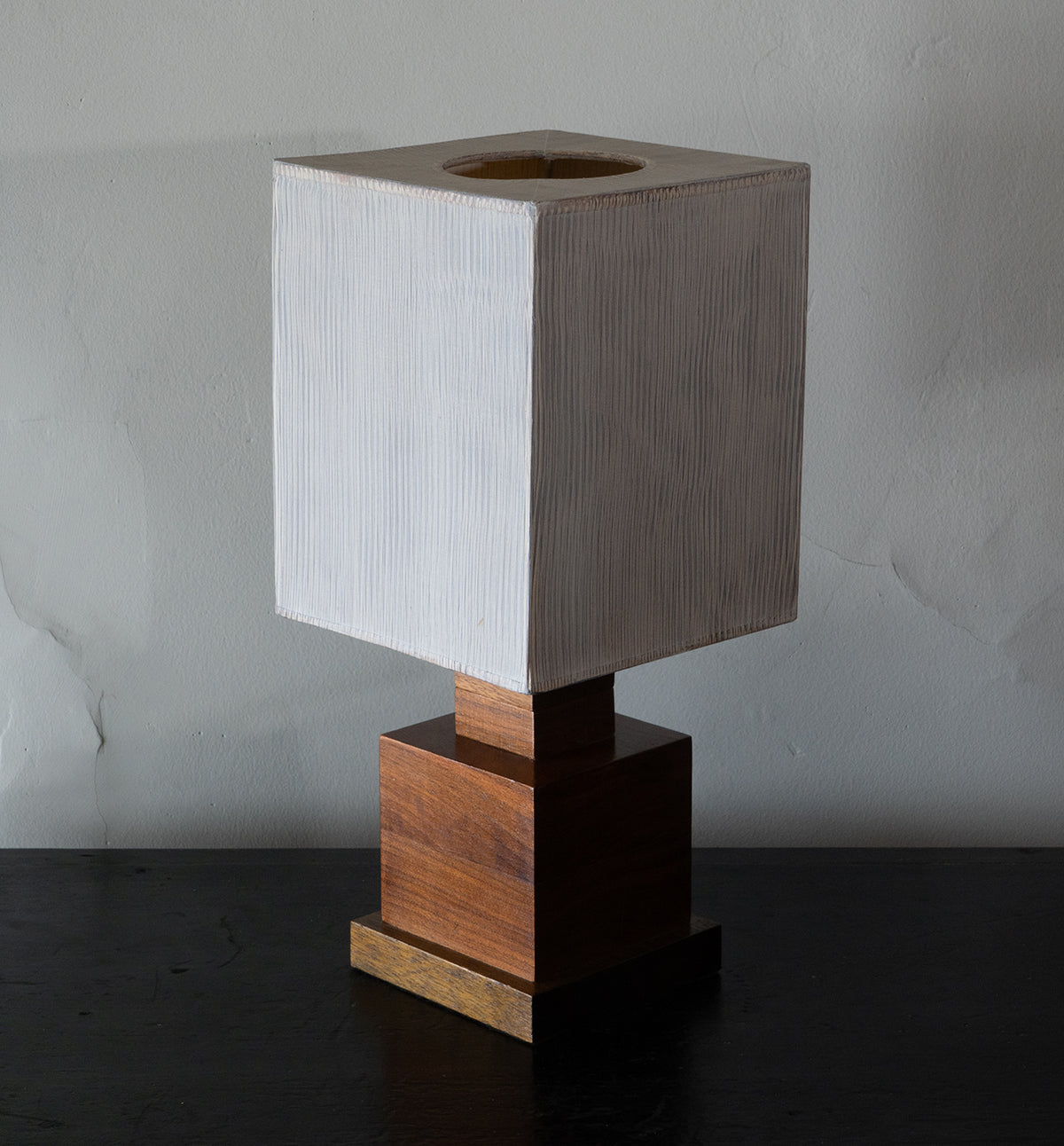20th c. Square Table Lamp with Custom Shade