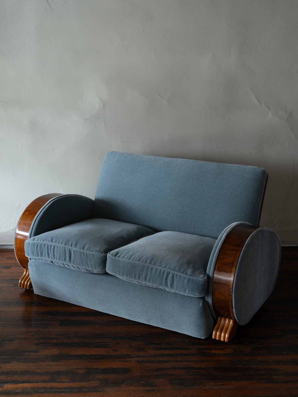French Deco Loveseat in Mohair, 1930s