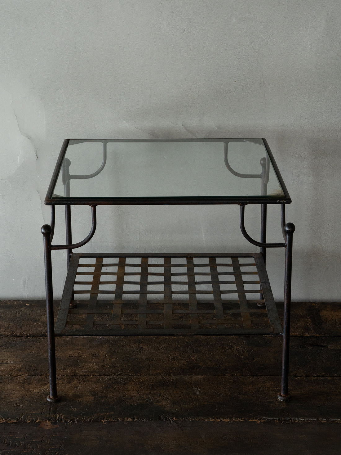 French Iron and Glass Side Table