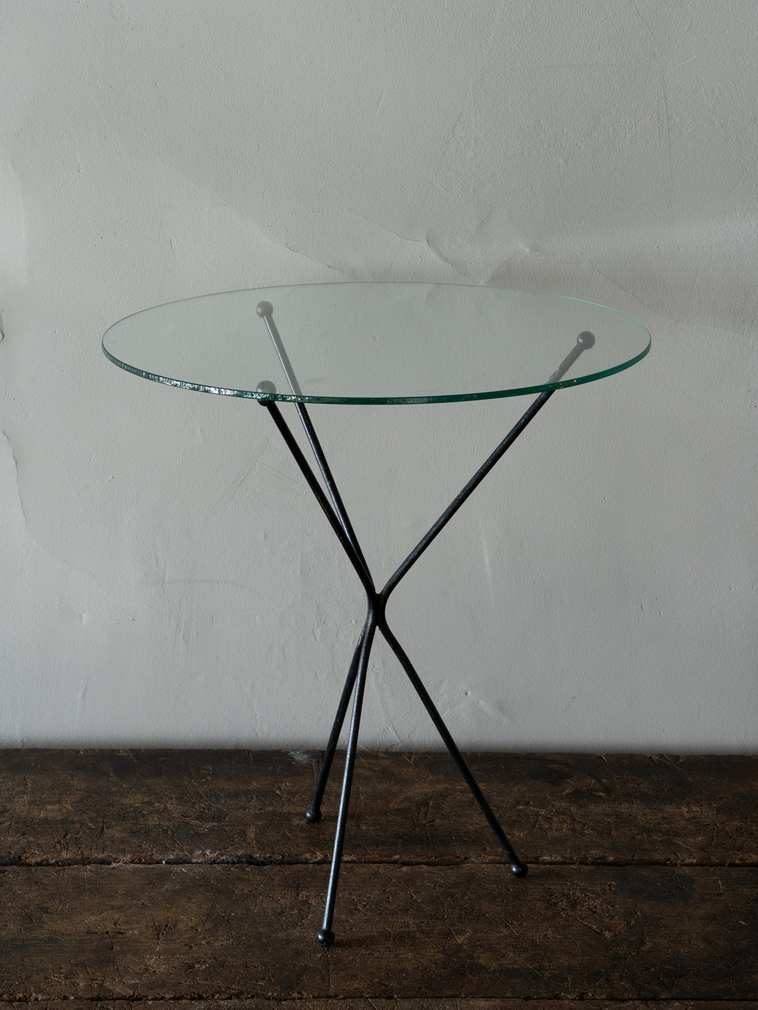 Metal and Glass Tripod Side Table