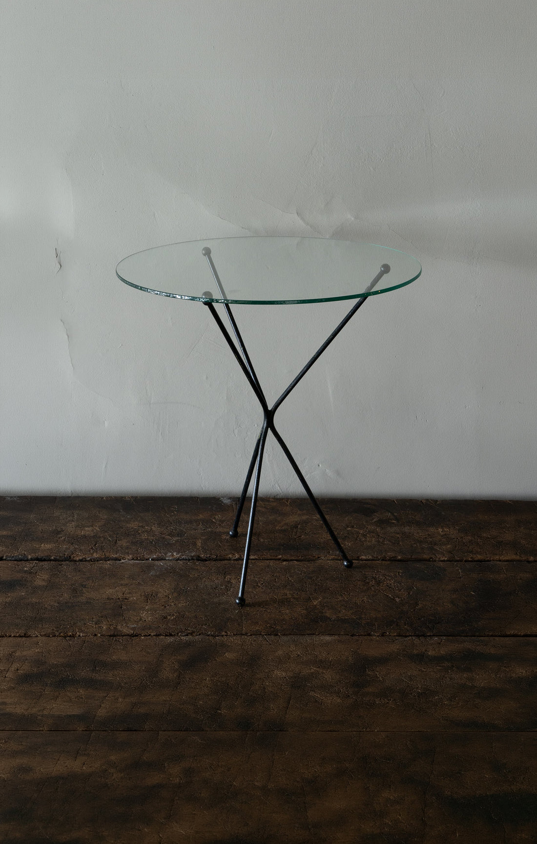 Metal and Glass Tripod Side Table