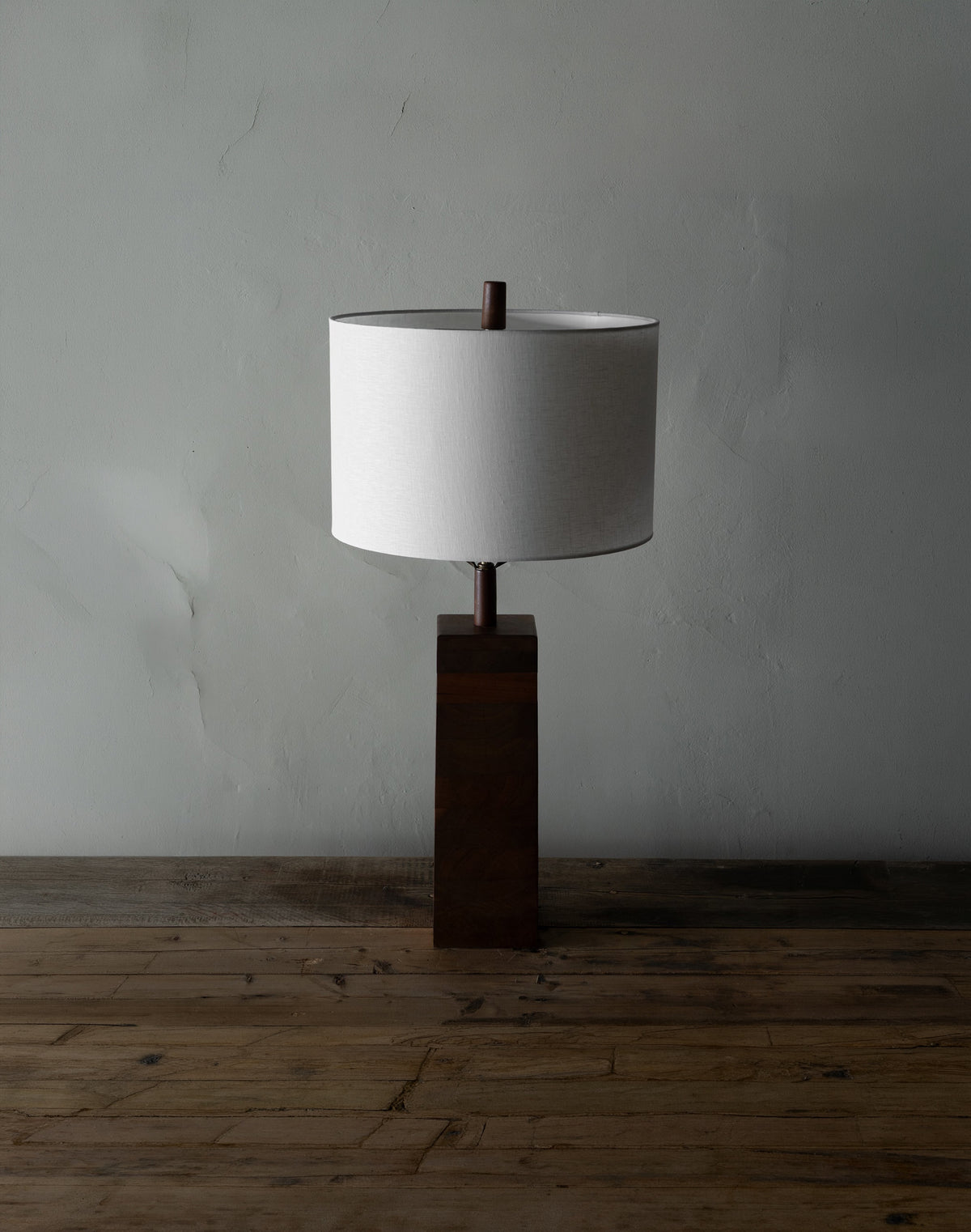 Mid-Century Table Lamp with Stacked Wood Base